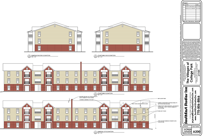 24-Unit Apartment Building Color Exterior Plans